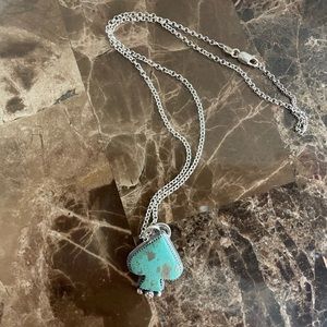 Sterling Silver Turquoise Spade Pendant on Necklace .925